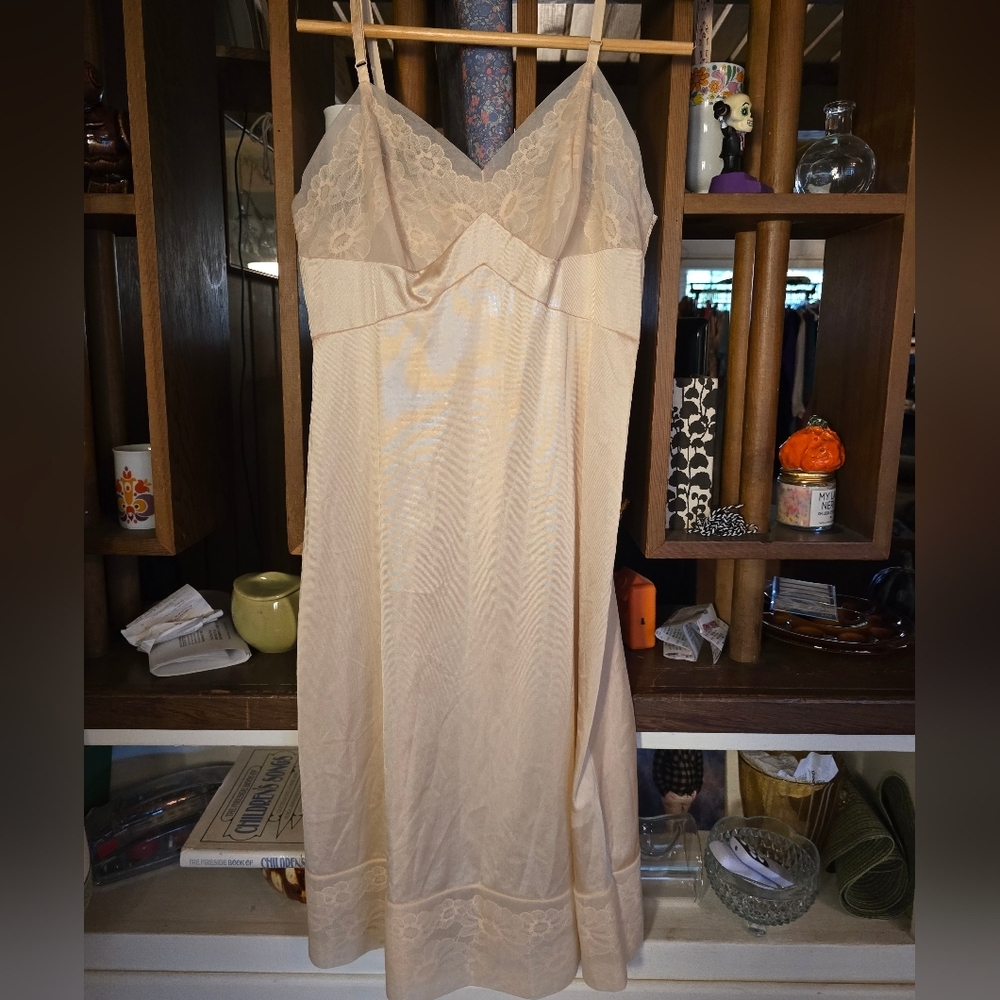 JCPenney Vintage Cream Lace Chemise Slip Dress Size 34